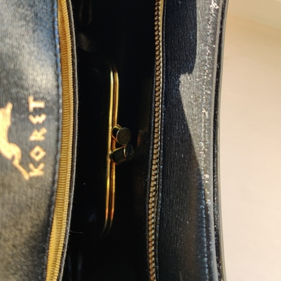 Vintage 1950s black patent leather evening purse - Picture 5 of 6